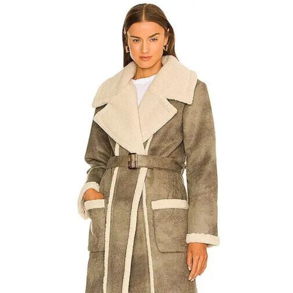 ❤️ $995 NEW! Jonathan Simkhai Briar Sherpa Biker Coat; XL - Picture 1 of 11